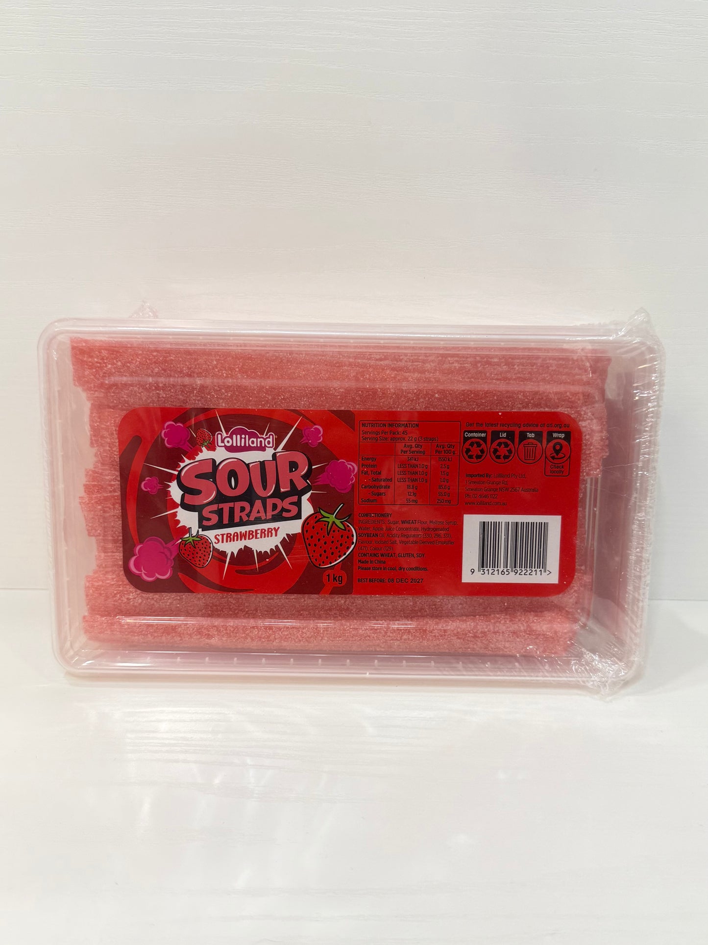 1kg Strawberry Sour Straps